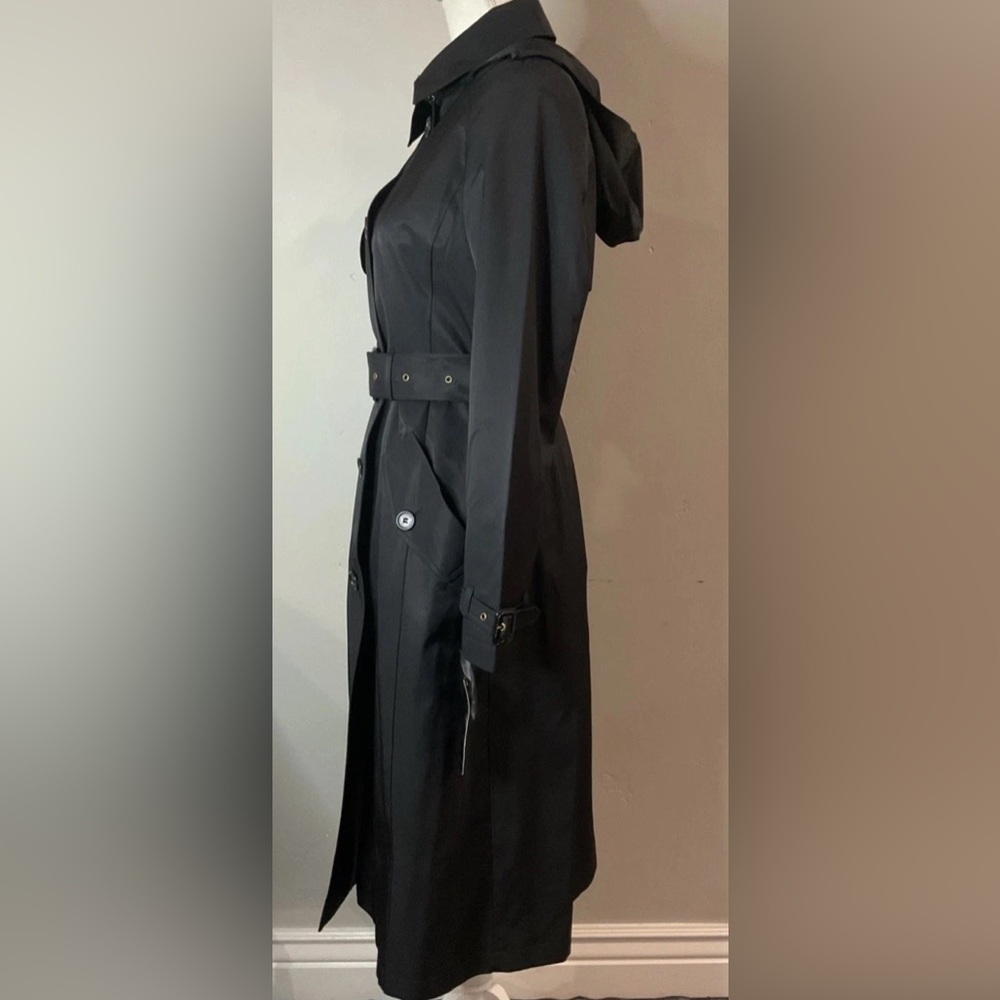 Lauren Ralph Lauren Single Breasted Trench Coat Hooded Belted Black Sz S NWT - Picture 7 of 12